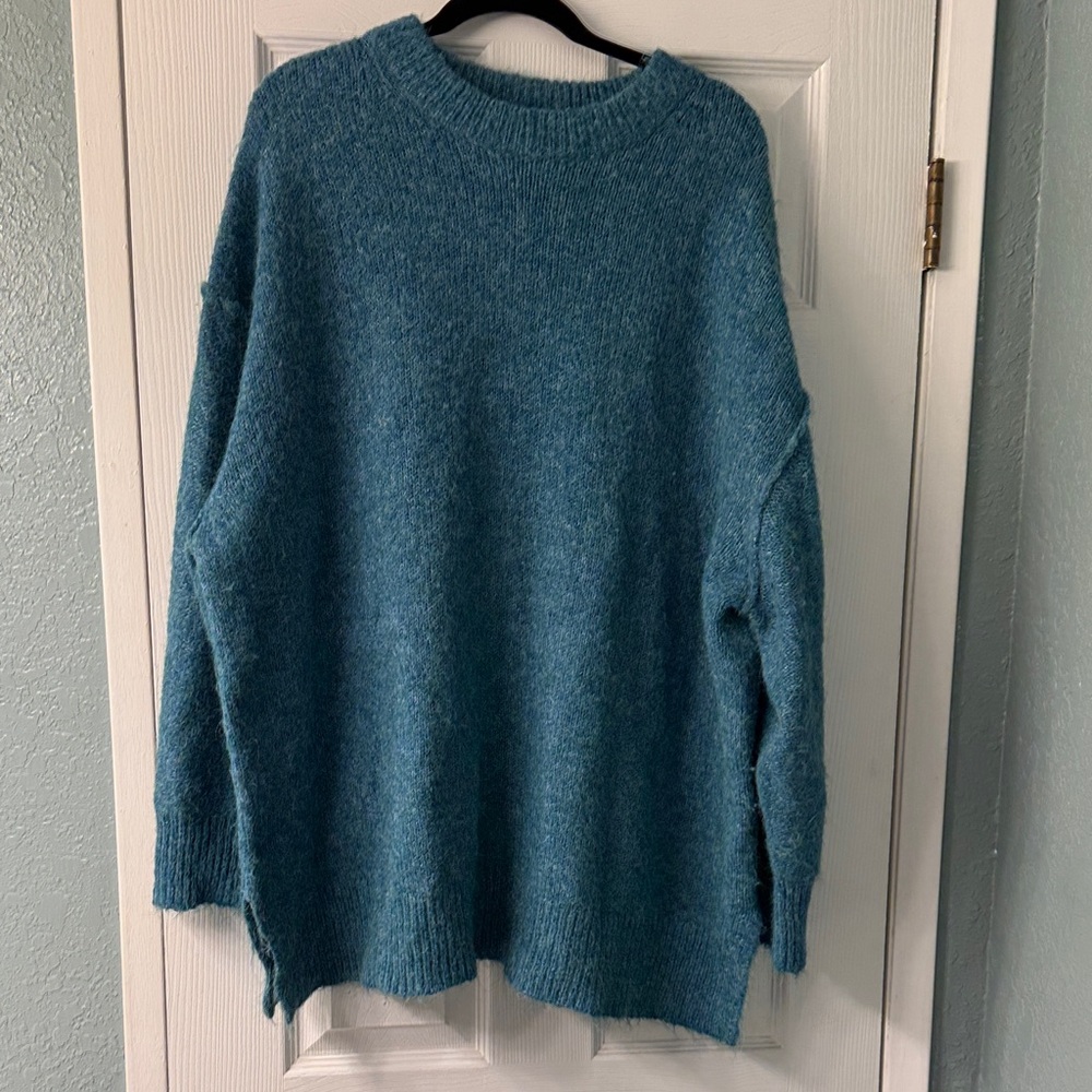 Topshop Teal Women's Crew Neck Sweater